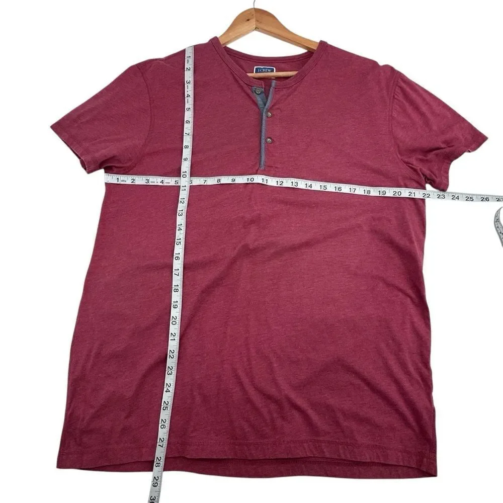 J. Crew fitted Henley style washed red tee shirt men’s size xlarge